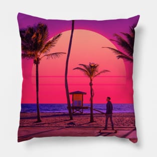 Vaporwave Sunset VI Pillow
