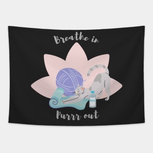 Yoga cat - breath in purr out Tapestry