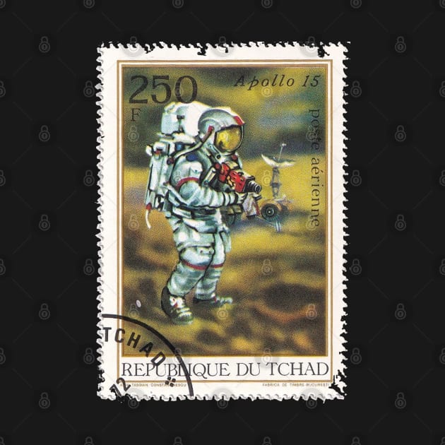 Apollo 15 Spaceman Astronaut Vintage Postal Stamp Art by JMCdesign