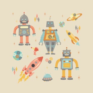 Vintage Inspired  Robots in Space T-Shirt