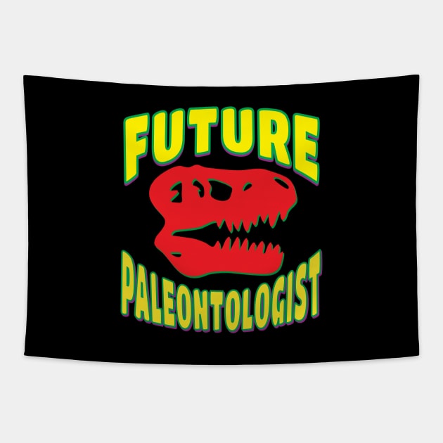 Future Paleontologist T rex Dinosaur Red Skull Tapestry by Elvdant