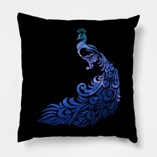 Peacock with galaxy double exposure Pillow