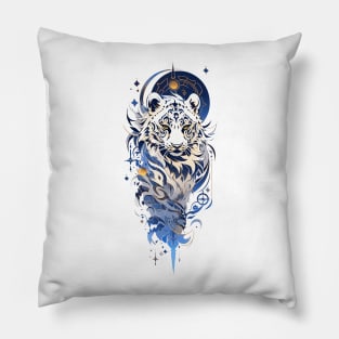 A snow leopard and zodiac stars Pillow