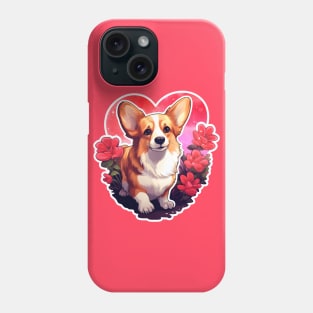 Valentines day Corgi and flowers Phone Case