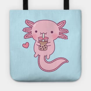 Cute Axolotl Loves Boba Tea Tote