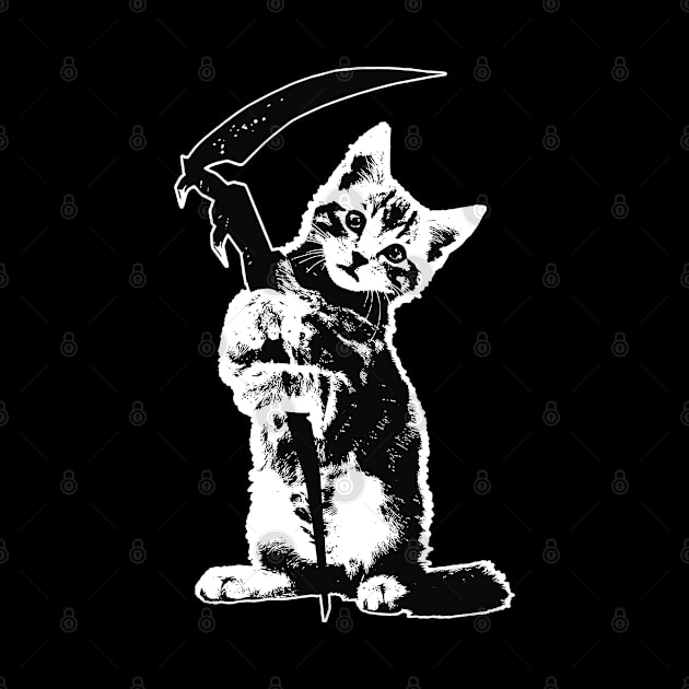 Super Cute Grim Reapurr Kitty, Death Cat, Funny Reaper by RuftupDesigns