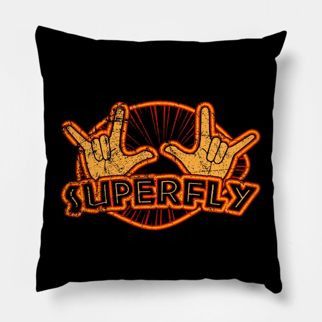 Superfly (distressed) Pillow by Doc Multiverse Designs