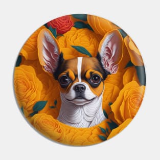 Dogs, Chihuahua and flowers, dog, style vector (yellow version 2 Chihuahua) Pin