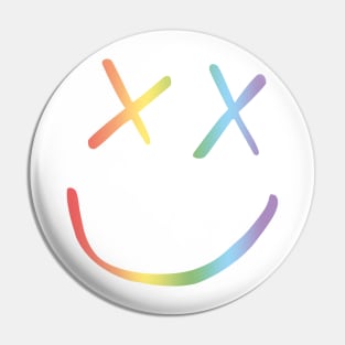 Rainbow Smiley Louis Tomlinson white background Pin