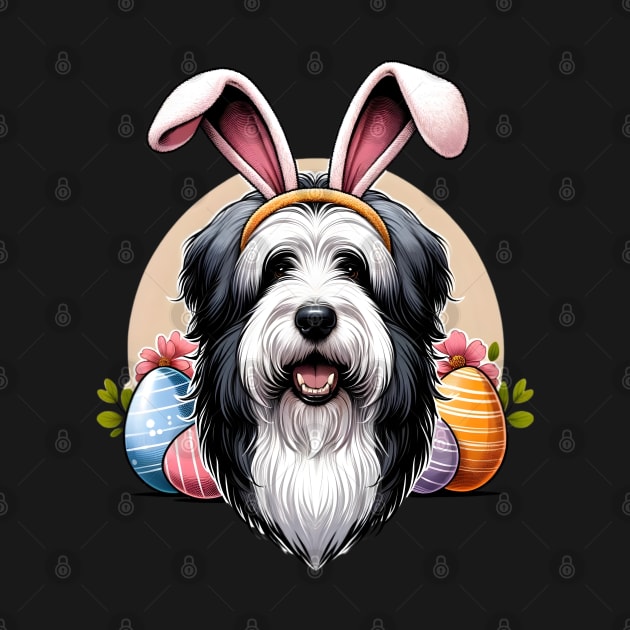 Polish Lowland Sheepdog Celebrates Easter with Bunny Ears by ArtRUs