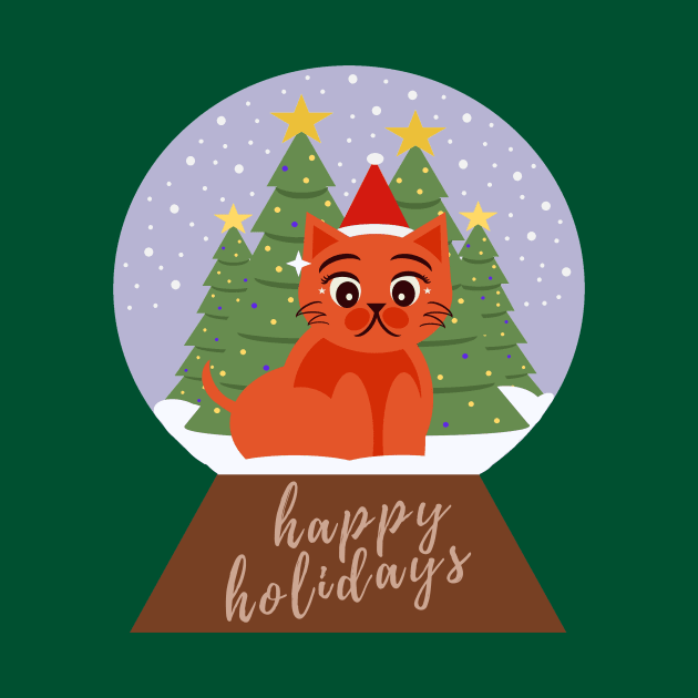 Holiday Cat In A Snow Globe by aaalou