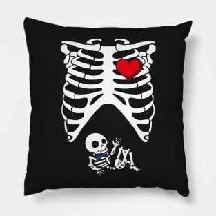 Spooky Skeleton Costume Pregnant Mommy of Boy Pillow