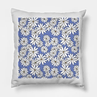 Pointed Flowers Pattern - Periwinkle Blue Palette Pillow