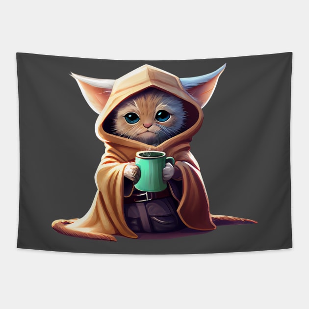 Grogu Kitten Star Wars Mandalorian Baby Yoda Cute Adorable Fan Art Star Wars Gift for Cat Lovers Tapestry by mattserpieces