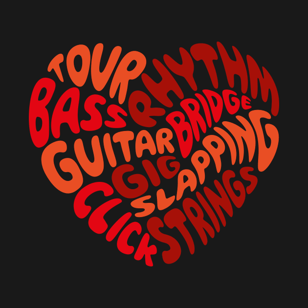 I love playing the bass guitar. Red heart. by I-dsgn