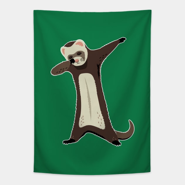 Funny Dabbing Ferret - Pet Ferret Lovers Tapestry by propellerhead