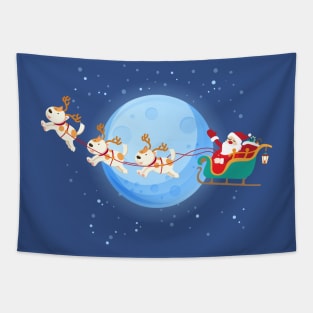 Santa Claus Riding Dog Tapestry