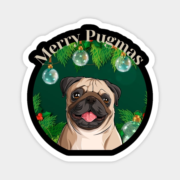 Merry Pugmas Christmas Pug Dog Magnet by Seasonal Dogs