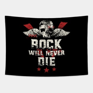 Rock And Roll Will Never Die Vintage Tapestry