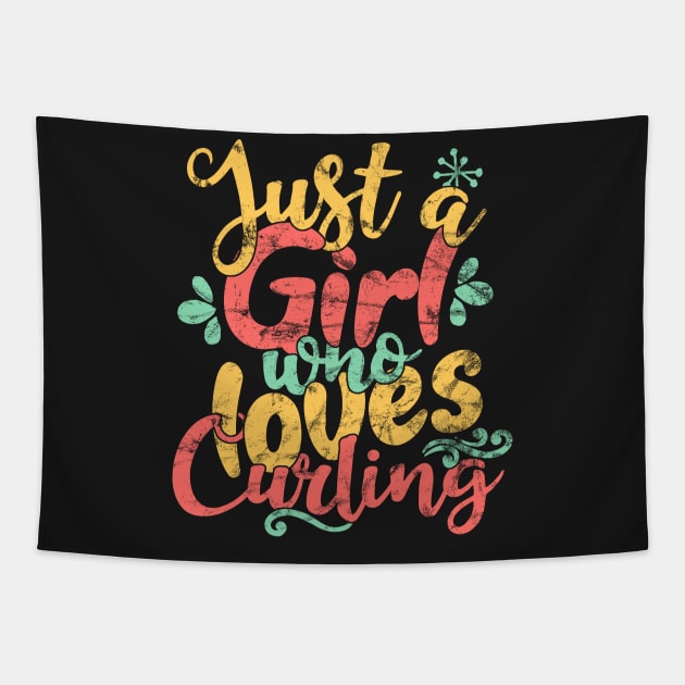 Just A Girl Who Loves Curling Gift product Tapestry by theodoros20