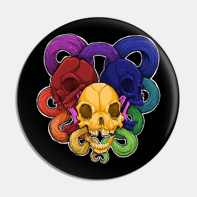 Color Wheel Skulls Pin by Sir Sasquatch Arts