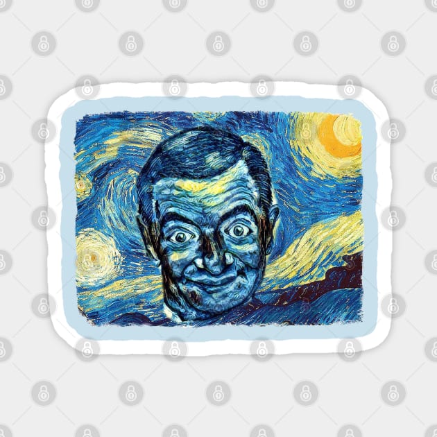 Mr. Bean Van Gogh Style Magnet by todos