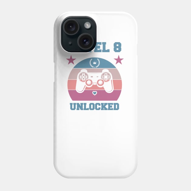 Level 8 Unlocked 8th Birthday Gift for Video Gamers Classic Phone Case by podesigns