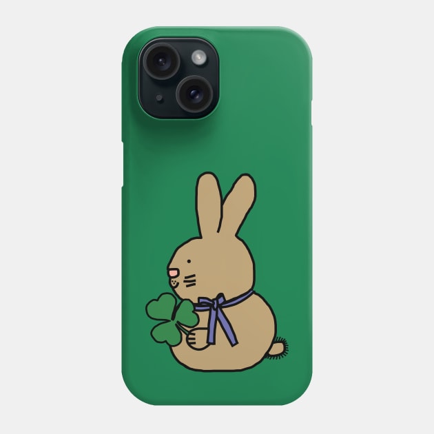 Saint Patricks Day Bunny Rabbit with Shamrock Phone Case by ellenhenryart