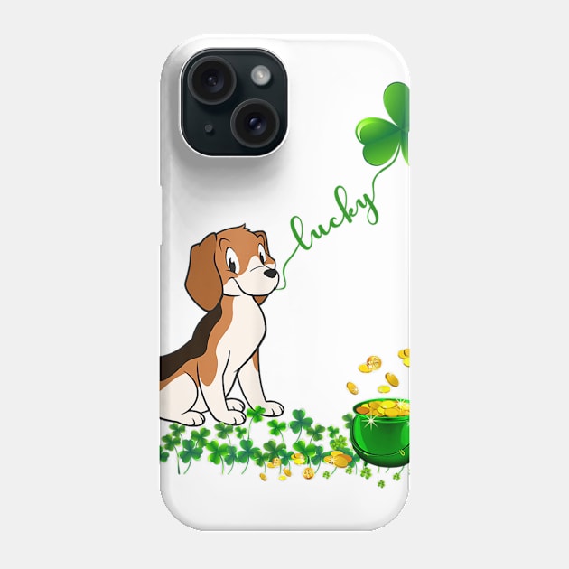 Beagle Dog Lucky Shamrock St Patricks Day Phone Case by Pretr=ty