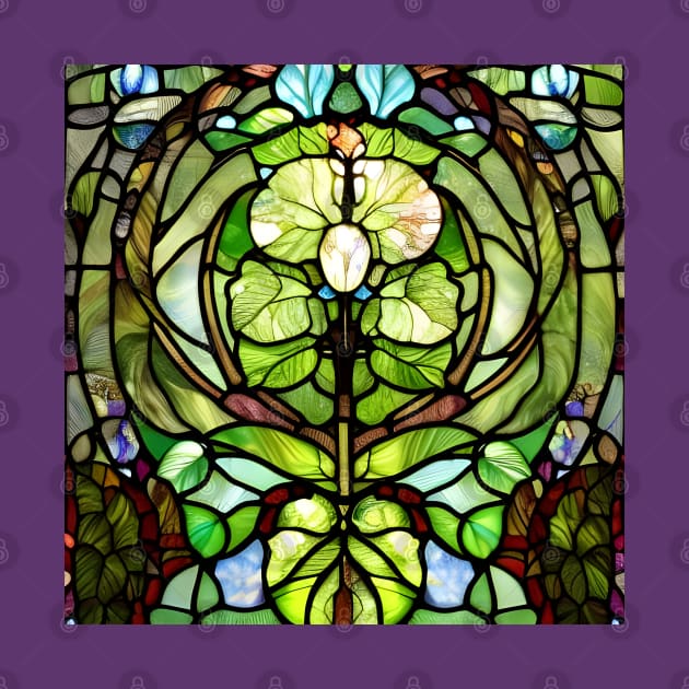 Stained Glass Flower Among Leaves by Chance Two Designs