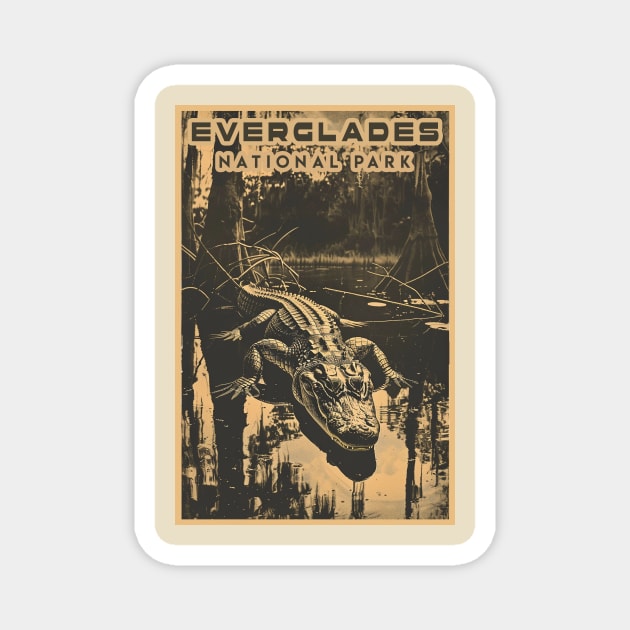 Everglades National Park Vintage Travel  Poster Magnet by GreenMary Design