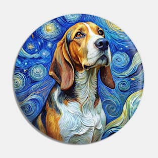 Beagle Dog Breed Painting in a Van Gogh Starry Night Art Style Pin