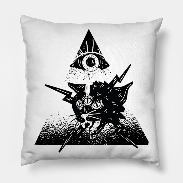 Psychedelic Ghost Cat Pillow by Urban_Vintage