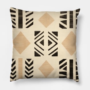 Yellow Beige Mud Cloth Pattern Pillow