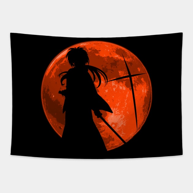 Samurai Moon Tapestry by nickbeta