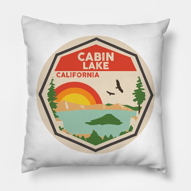 Cabin Lake California Colorful Scene Pillow by POD4