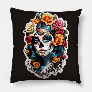 Sugar Skull girl, Dia de los Muertos Pillow