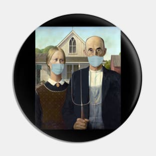 Pandemic Mask Art American Gothic Pin