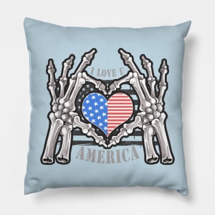 I love you America skeleton Pillow