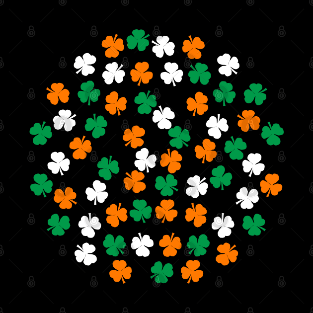 St Patricks Day Shamrock Green White Orange by ellenhenryart