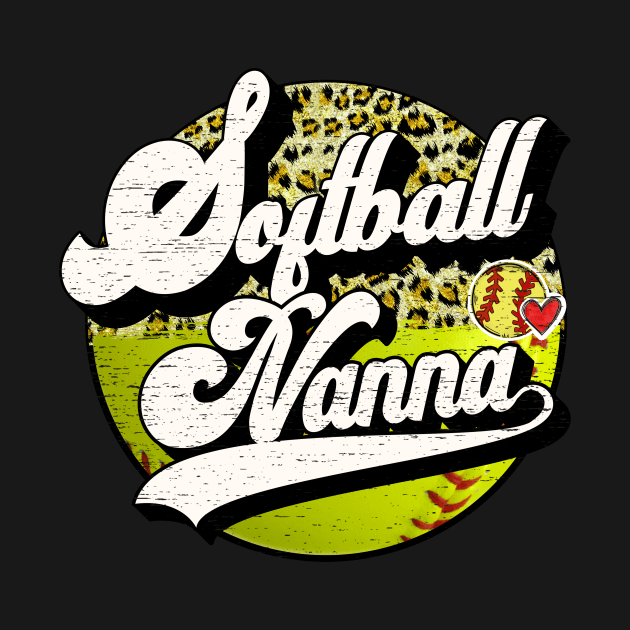 Softball Nanna Vintage Leopard Softball Family Matching by Wonder man 