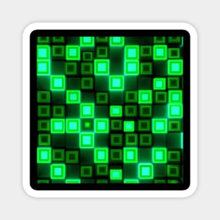 Green Blocky Gamer Pattern Design Magnet