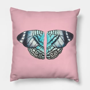 Blue butterfly/moth wings watercolour painting Pillow