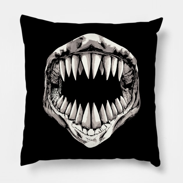 Great White Shark Teeth Pillow by podtuts