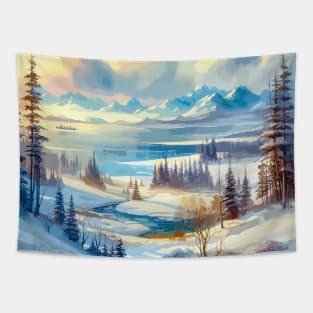 Winter River Winter Landscape Tapestry