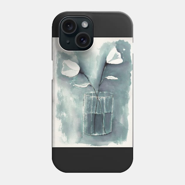 White Flowers in a Glass Still Life Ink Phone Case by ConniSchaf