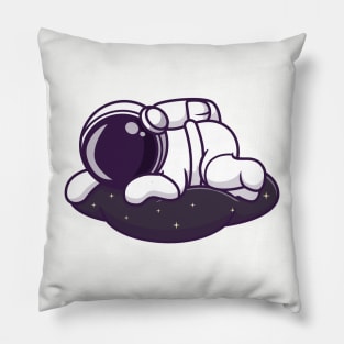 Cute Astronaut Sleeping On Space Cloud Pillow