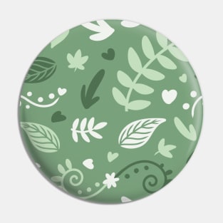 Cute Green Leaf Nature Pattern Pin