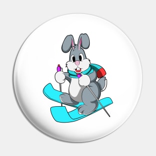 Rabbit as Skier with Skis Pin