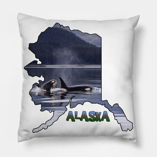 Alaska (Orca Whales) Pillow by gorff